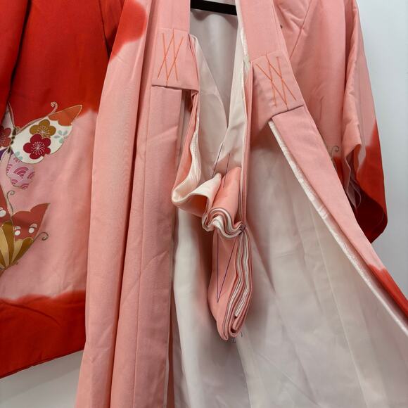 Japanese Kimono Womens XXS Pink Red Robe Costume Traditional Child Dress Up - Picture 15 of 16